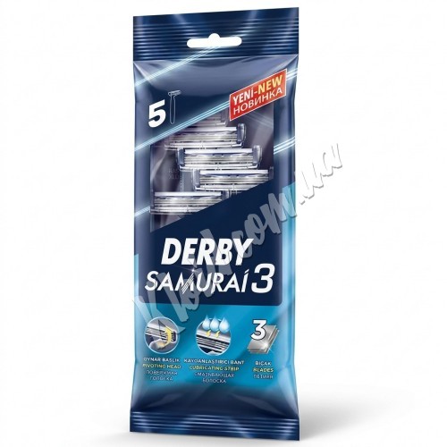 Одноразові станки для гоління Derby Samurai 3, 5 шт