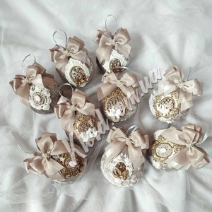 Набір оксамитових новорічних кульок Мокко, 9 шт