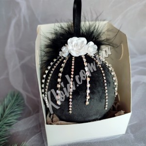 Новорічна оксамитова куля чорна Новорічна оксамитова куля чорна