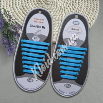 Силіконові шнурки для взуття блакитні, 16 шт