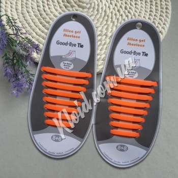 Силіконові шнурки для взуття помаранчеві, 16 шт
