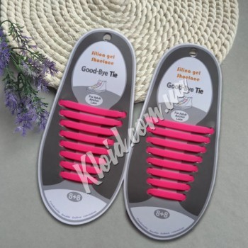 Силіконові шнурки для взуття рожеві, 16 шт