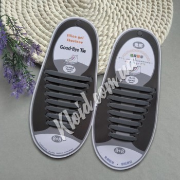 Силіконові шнурки для взуття сірі, 16 шт
