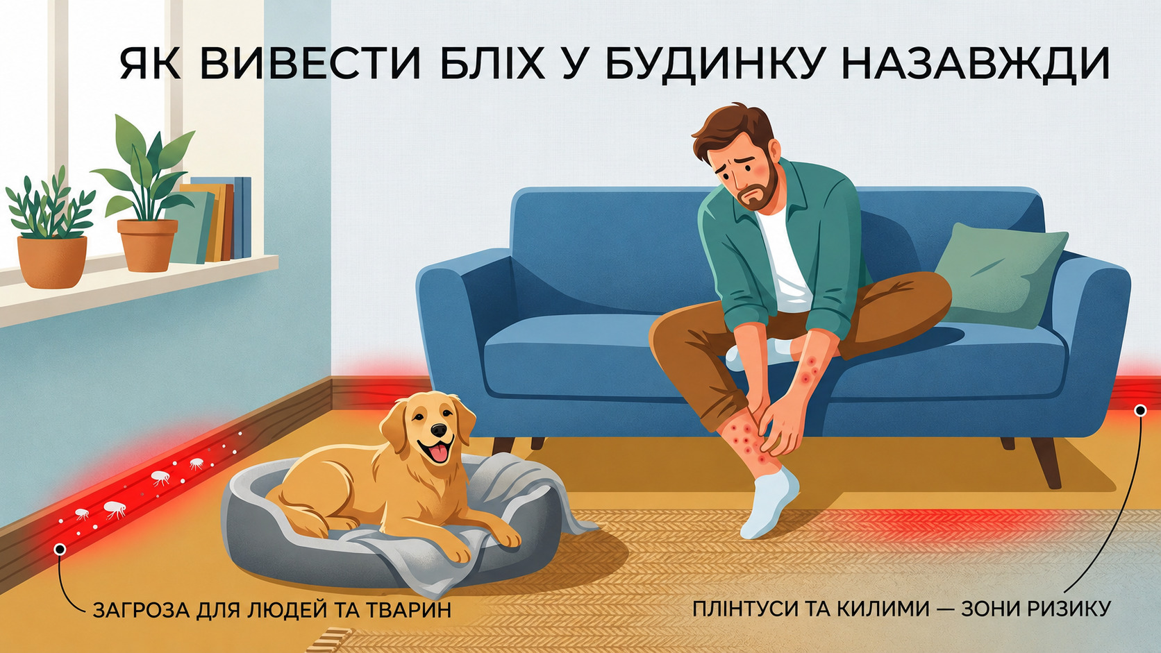 Як вивести бліх у будинку назавжди Блохи в домі — це не лише проблема чистоти, а й дискомфорт для всієї родини. Поверніть затишок у свою вітальню вже сьогодні.