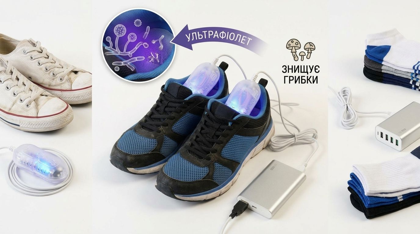 Сушарка для взуття з ультрафіолетом від повербанка
